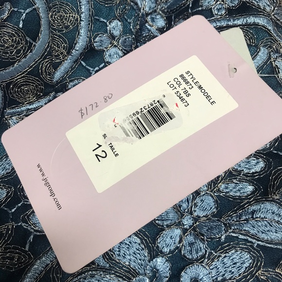 JS Collections Illusion Yoke Scroll Embroider Gown - Picture 11 of 12